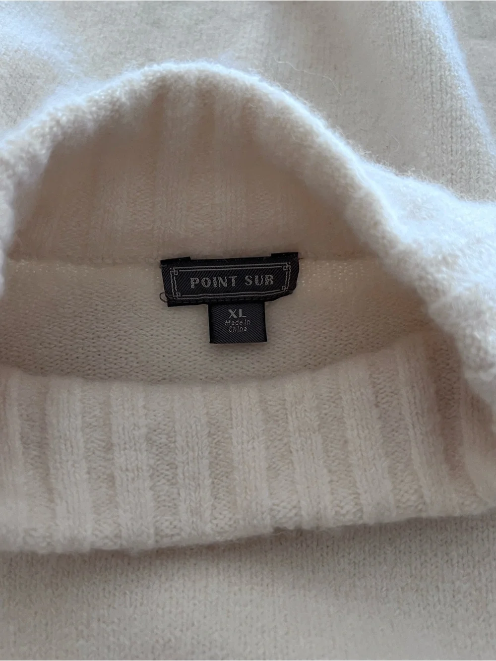J. Crew Point Sur Nylon/Wool Mock neck Sweater Ivory Cream Size XL EUC